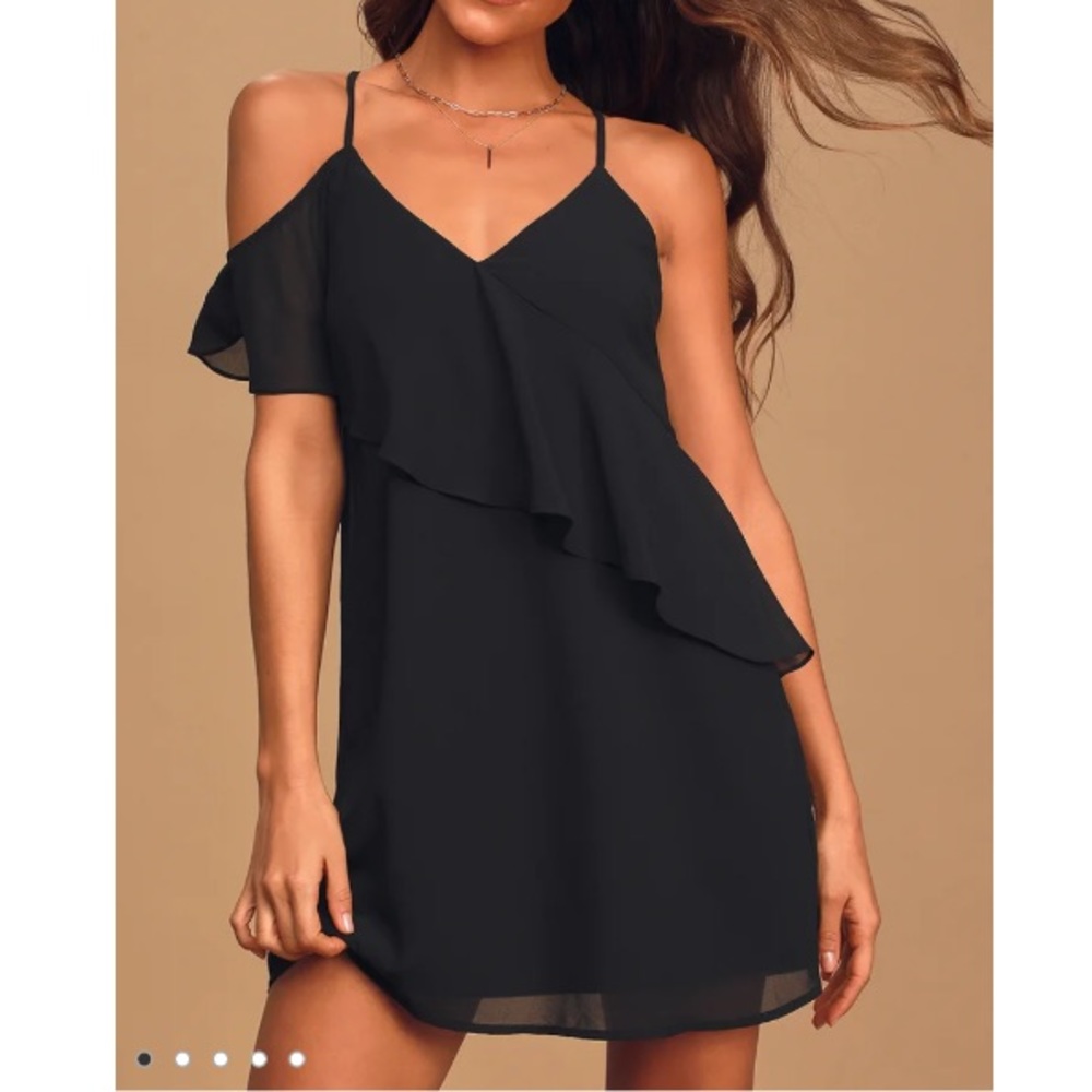 Lulus Heaven Sent Ruffle Black Swing Dress